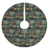 Border Collie Weihnachtsreise Polyester Weihnachtsbaumdecke (Vorderseite)