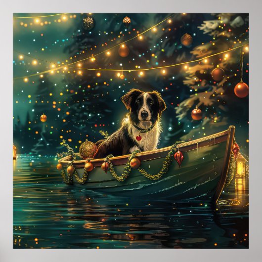 Border Collie Weihnachtsreise Poster (Vorne)