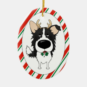 Border-Collie-Weihnachtsverzierung Keramik Ornament