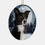 Border-Collie-Weihnachtsverzierung Keramik Ornament (Rechts)