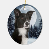 Border-Collie-Weihnachtsverzierung Keramik Ornament (Links)