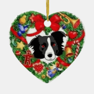 Border-Collie-Weihnachtsverzierung Keramik Ornament