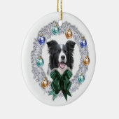Border-Collie-Weihnachtsverzierung Keramikornament (Rechts)