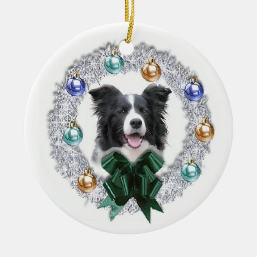 Border-Collie-Weihnachtsverzierung Keramikornament (Vorne)