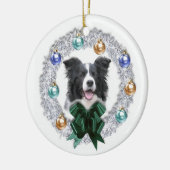 Border-Collie-Weihnachtsverzierung Keramikornament (Links)