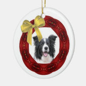 Border-Collie-Weihnachtsverzierung Keramikornament (Links)