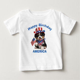 Border Collie Welpe (2r) Patriotisches Kinder T-Sh Baby T-shirt