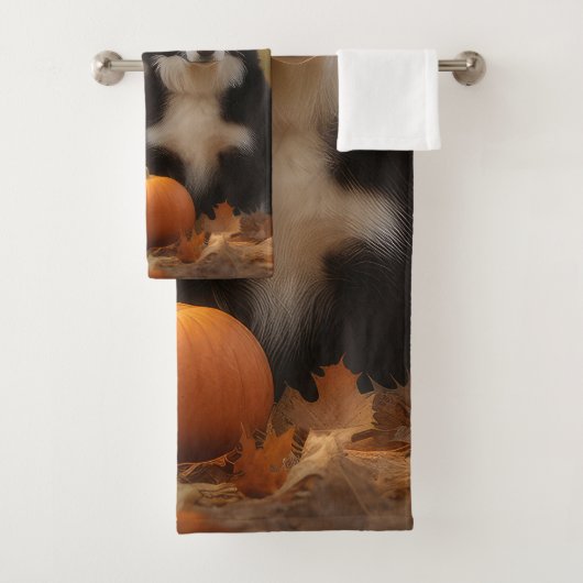 Border Collie Welpe Autumn Delight Pumpen Badhandtuch Set (Insitu)