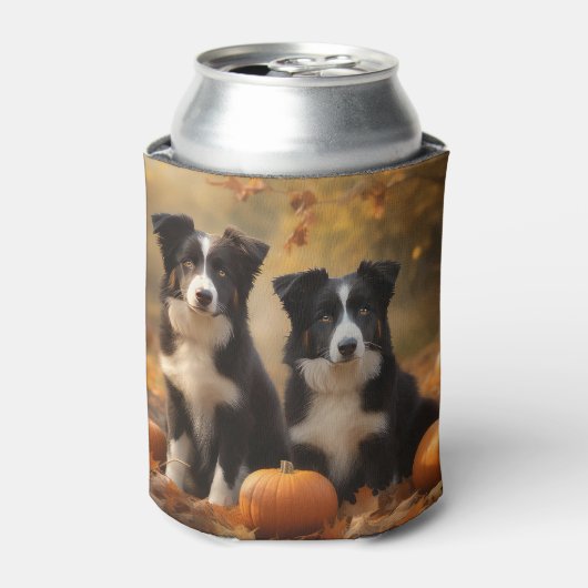 Border Collie Welpe Autumn Delight Pumpen Dosenkühler (Kanne Vorderseite)