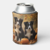Border Collie Welpe Autumn Delight Pumpen Dosenkühler (Kanne Rückseite)