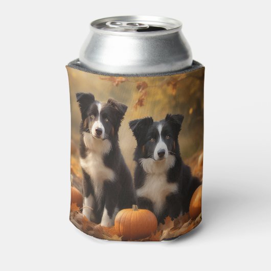 Border Collie Welpe Autumn Delight Pumpen Dosenkühler (Kanne Rückseite)