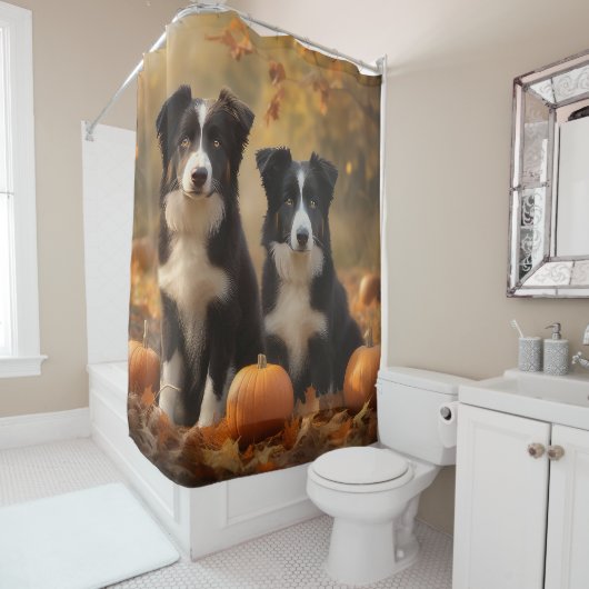 Border Collie Welpe Autumn Delight Pumpen Duschvorhang (Beispiel)
