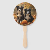 Border Collie Welpe Autumn Delight Pumpen Fächer (Rückseite)