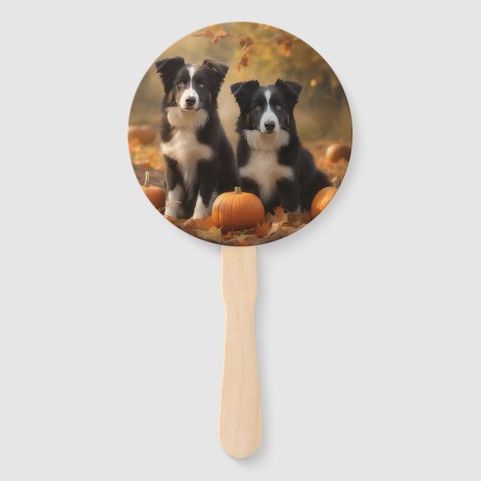 Border Collie Welpe Autumn Delight Pumpen Fächer (Rückseite)