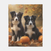 Border Collie Welpe Autumn Delight Pumpen Fleecedecke (Vorderseite)