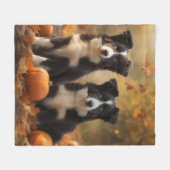 Border Collie Welpe Autumn Delight Pumpen Fleecedecke (Vorderseite (Horizontal))