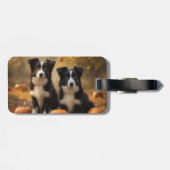 Border Collie Welpe Autumn Delight Pumpen Gepäckanhänger (Rückseite horizontal)
