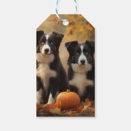 Border Collie Welpe Autumn Delight Pumpen Geschenkanhänger (Vorderseite)
