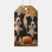 Border Collie Welpe Autumn Delight Pumpen Geschenkanhänger (Rückseite)