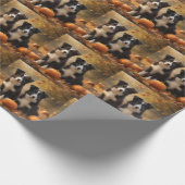 Border Collie Welpe Autumn Delight Pumpen Geschenkpapier (Ecke)