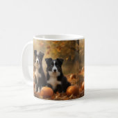 Border Collie Welpe Autumn Delight Pumpen Kaffeetasse (Vorderseite Links)