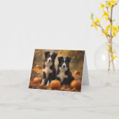 Border Collie Welpe Autumn Delight Pumpen Karte (Gelbe Blume)