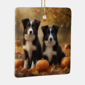 Border Collie Welpe Autumn Delight Pumpen Keramikornament (Rechts)