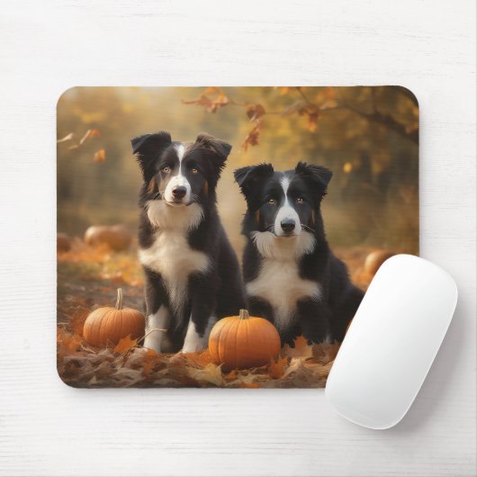 Border Collie Welpe Autumn Delight Pumpen Mousepad (Mit Mouse)