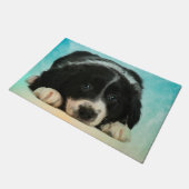 Border-Collie-Welpe Fußmatte (Schrägansicht)