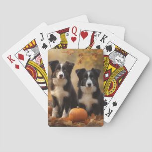 Border Collie Welpe Herbstfreude Kürbis Spielkarten