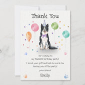 Border Collie Welpe Hund Geburtstag Danke Karte (Vorderseite)