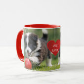 Border Collie Welpe mit rotem Ball Kaffee Tasse (Vorderseite Links)