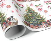 Border Collie Welpe unter dem Weihnachtsbaum Geschenkpapier (Rolleneckpunkt)