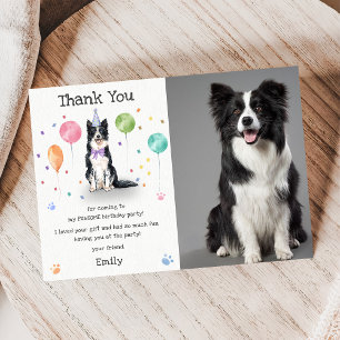 Border Collie Welpen-Hund-Geburtstags-Dankeskarten Einladung