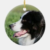 Border-Collie-Welpen-Niederlegung Keramikornament (Hinten)