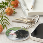 Border-Collie-Welpen-Niederlegung Schlüsselanhänger (Vorderseite rechts)