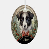Border Collie Welppy's First Christmas Ornament (Vorderseite Rechts)