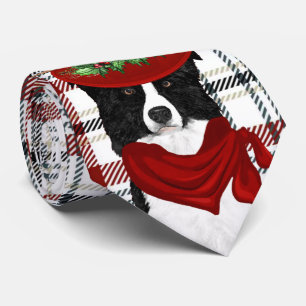 Border Collie Western Kariert Weihnachten Krawatte
