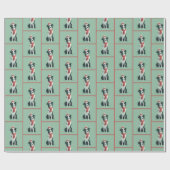 Border Collie Winter Muster Geschenkpapier (Flach)