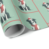 Border Collie Winter Muster Geschenkpapier (Rolleneckpunkt)