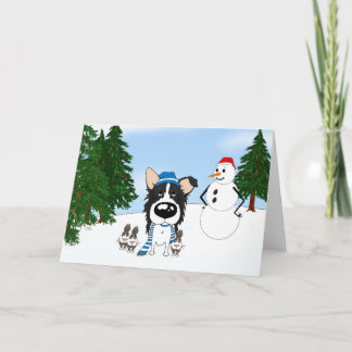 Border Collie Winter Szene Feiertagskarte
