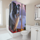 Border Collie With Christmas Lights Holiday Duschvorhang (Beispiel)