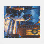 Border Collie With Christmas Lights Holiday Fleecedecke (Vorderseite (Horizontal))