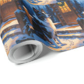 Border Collie With Christmas Lights Holiday Geschenkpapier (Rolleneckpunkt)