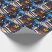 Border Collie With Christmas Lights Holiday Geschenkpapier (Ecke)