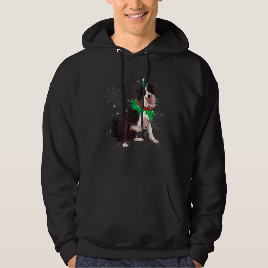 Border Collie Woman Christmas Tree Hoodie (Vorderseite)