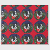 Border Collie Wreath Christmas Geschenkpapier (Flach)
