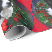 Border Collie Wreath Christmas Geschenkpapier (Rolleneckpunkt)