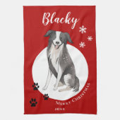 Border Collie Zeichnend Paw Frohe Weihnachten Geschirrtuch (Vertikal)