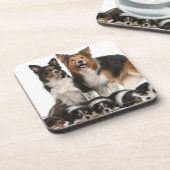 Border-Colliefamilie Untersetzer (Linke Seite)